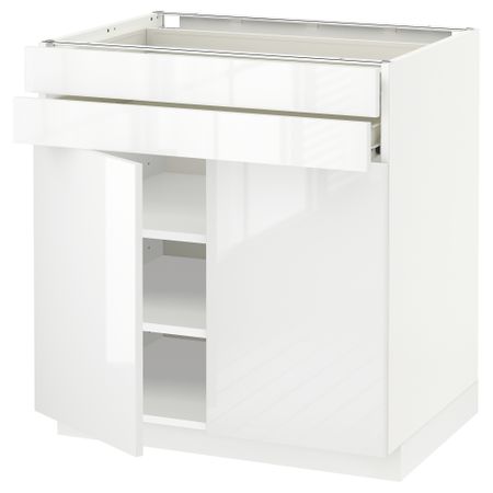 Напольный шкаф, 2 дверцы, 2 ящика МЕТОД / ФОРВАРА, белый, Рингульт белый (80x60 см)