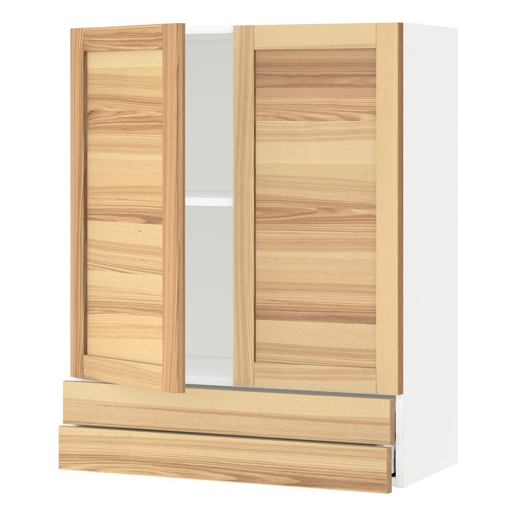 Навесной шкаф/2дверцы/2ящика, белый/Торхэмн ясень 80x100 см IKEA METOD МЕТОД / MAXIMERA МАКСИМЕРА 194.456.62 - фото 1