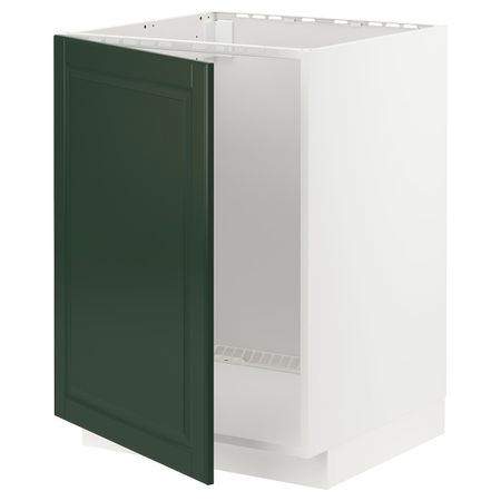 Напольный шкаф для мойки, белый/Будбин темно-зеленый 60x60 см IKEA METOD МЕТОД 394.451.28