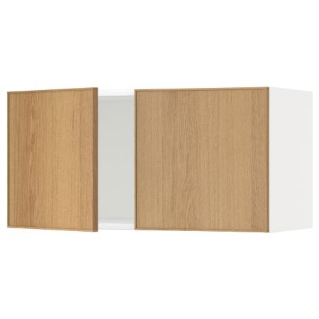 Навесной шкаф с 2 дверями МЕТОД, белый, Экестад дуб (80x40 см)