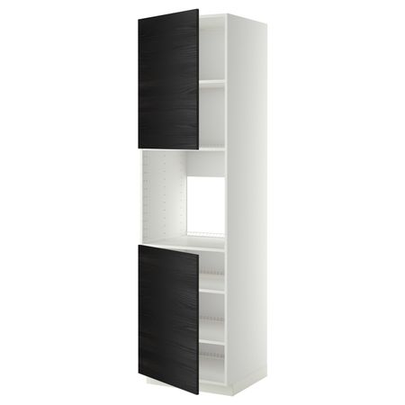 Высокий шкаф для духовки/2дверцы/полки, белый, Тингсрид черный 60x60x220 см IKEA МЕТОД 392.333.72