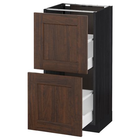 Напольный шкаф с 2 ящиками, черный/Эдсерум коричневый 40x37 см IKEA МЕТОД / МАКСИМЕРА 592.366.85