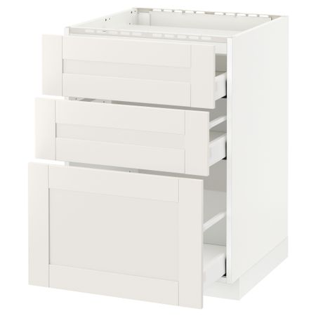 Напольный шкаф, 3 фронтальных панели, 3 ящика МЕТОД / МАКСИМЕРА, белый, Сэведаль белый