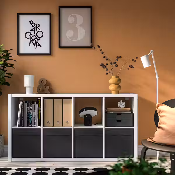 KALLAX Стеллаж - белый/ДРЁНА чёрный 77x39x147 см - фото 2