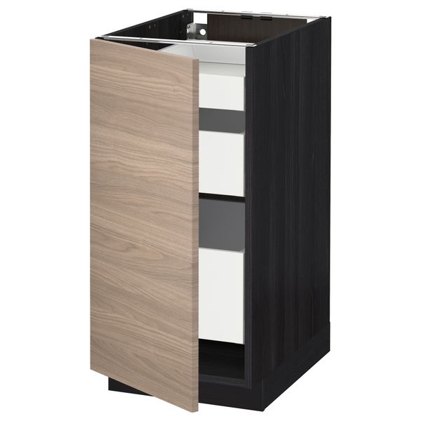 Напольный шкаф с 1 дверцей, 3 ящика МЕТОД / МАКСИМЕРА, черный, Брокхульт светло-серый - схема-чертеж с размерами