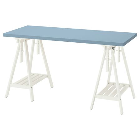 Письменный стол, голубой/белый 140x60 см IKEA LAGKAPTEN ЛАГКАПТЕН / MITTBACK МИТТБАКК 394.173.47