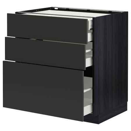 Напольный шкаф 3 фасада, 2 низких, 1 средний, 1 высокий ящик IKEA METOD МЕТОД, MAXIMERA МАКСИМЕРА 994.983.26