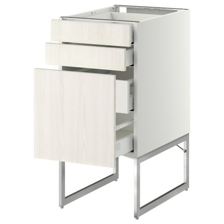 Напольный шкаф 3 фронтальных панели, 2 нижних, 2 средних ящика МЕТОД / МАКСИМЕРА, белый, Росдаль белый