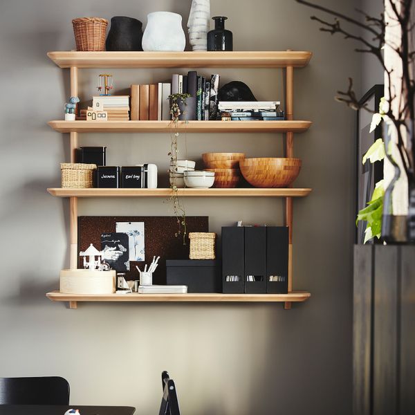 Полка навесная, ясеневый шпон 118x30 см IKEA LISABO ЛИСАБО 304.305.22 - схема-чертеж с размерами