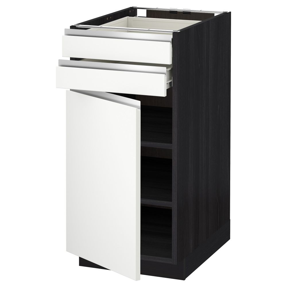 Напольный шкаф с дверцей, 2 ящиками МЕТОД / ФОРВАРА, черный, Нодста белый - схема-чертеж с размерами