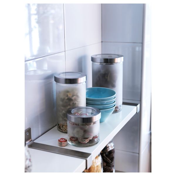 Банка с крышкой ДРОППАР, матовое стекло, нержавеющ сталь (0.9 л) - фото 2