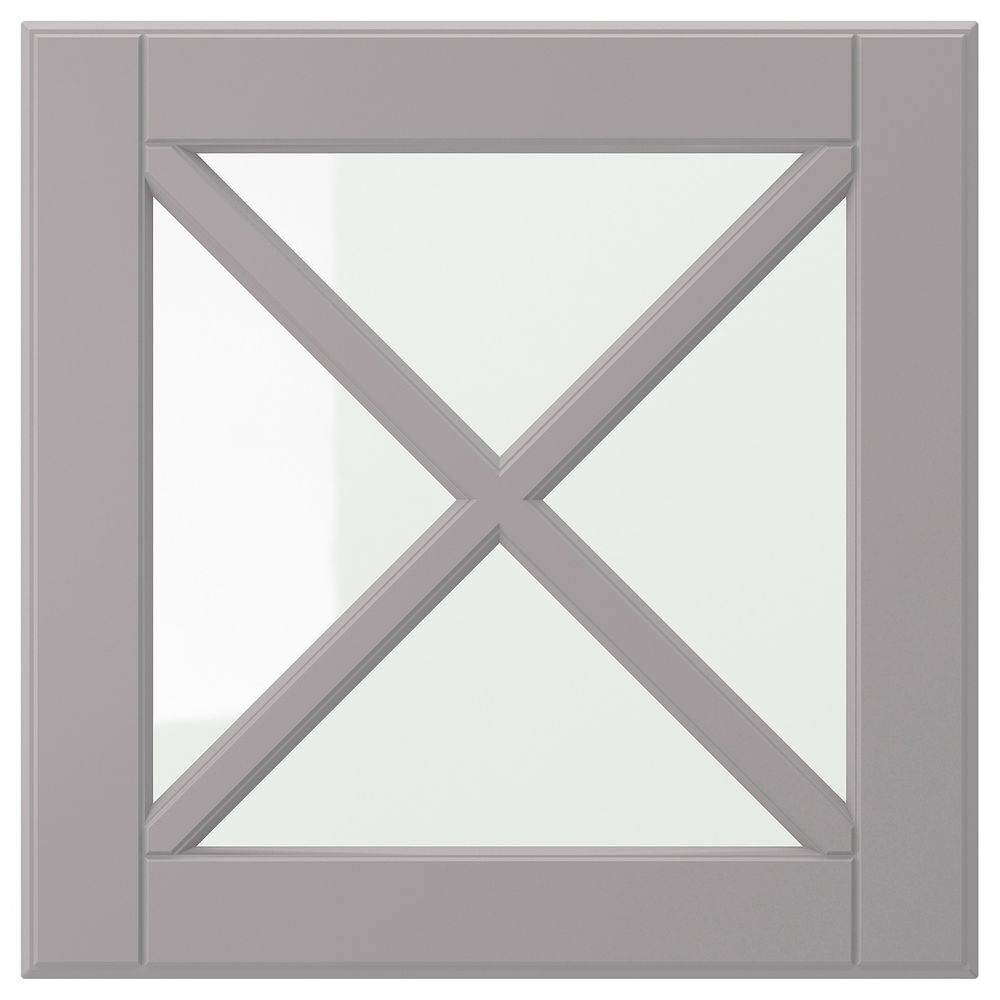 Стеклянная дверца с переплетом, серый 40x40 см IKEA BODBYN БУДБИН 004.001.64 - фото 1