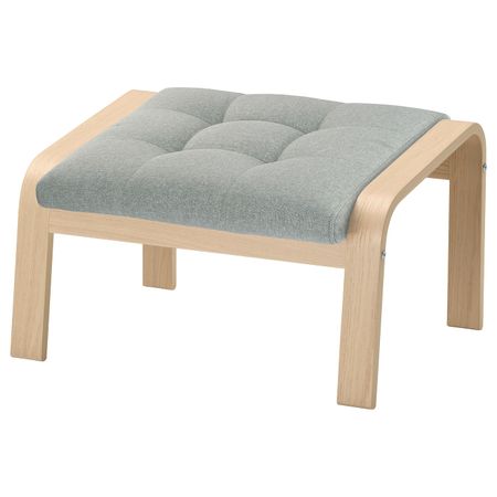 Табурет для ног, дубовый шпон, беленый/Гуннаред светло-зеленый IKEA POÄNG ПОЭНГ 494.373.97