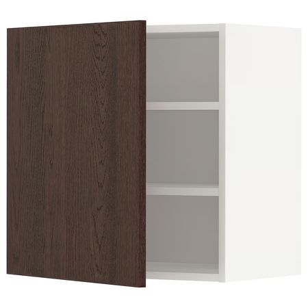 METOD Навесной шкаф с полками - белый/Sinarp коричневый 60x60 см