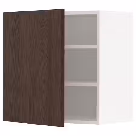 METOD Навесной шкаф с полками - белый/Sinarp коричневый 60x60 см