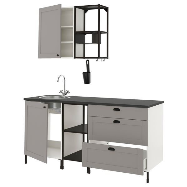 Кухня, 183x63.5x222 см, антрацит/серый каркас IKEA ENHET 893.374.14 - фото 2