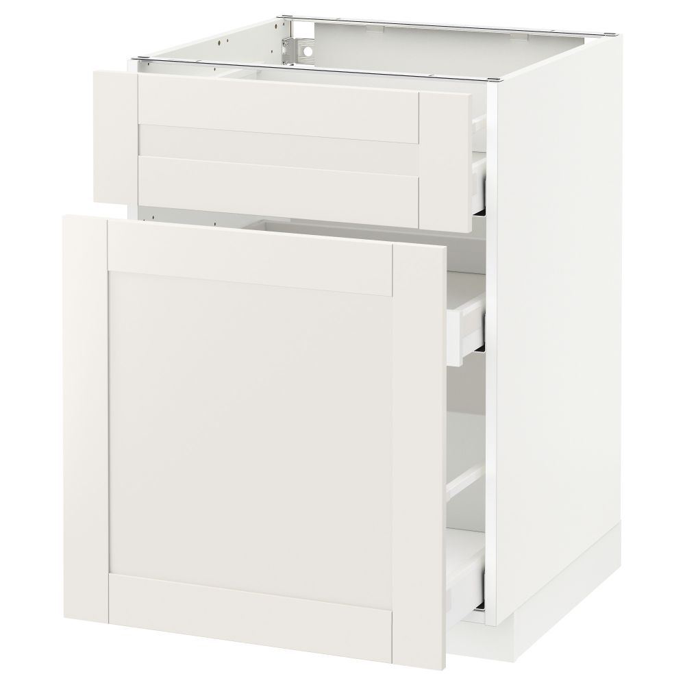 Напольный шкаф, выдвижной секцией, ящик МЕТОД / МАКСИМЕРА, белый, Сэведаль белый - схема-чертеж с размерами