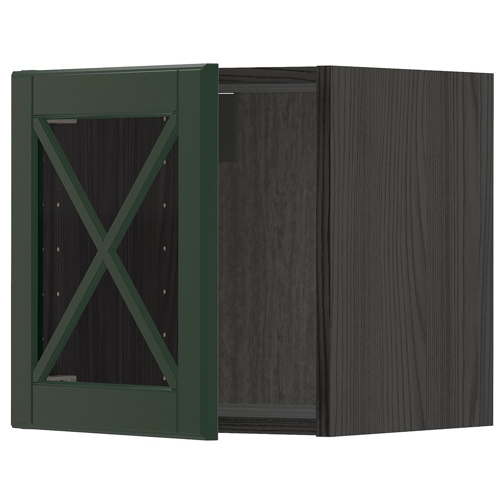 Навесной шкаф со стеклянной дверью, черный/Будбин темно-зеленый 40x40 см IKEA МЕТОД 793.132.20 - схема-чертеж с размерами