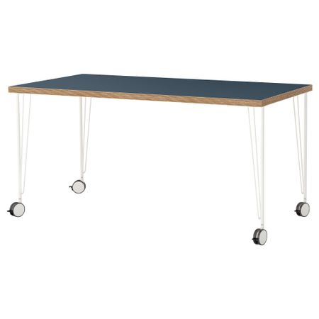 Стол ЛИННМОН / КРИЛЛЕ, синий, белый (150x75 см)