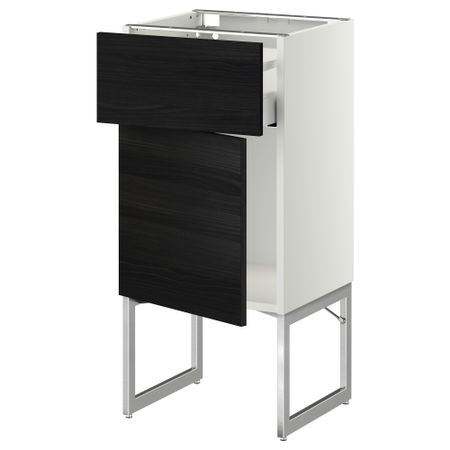 Напольный шкаф с ящиком, дверью МЕТОД / МАКСИМЕРА, белый, Тингсрид черный