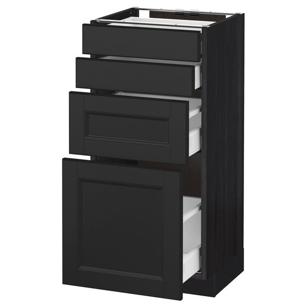 Напольный шкаф 4 фронтальных панели, 4 ящика МЕТОД / МАКСИМЕРА, черный, Лаксарби черно-коричневый - схема-чертеж с размерами
