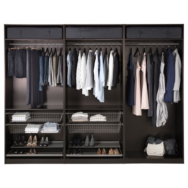 Гардероб ПАКС, черно-коричневый, Нексус черно-коричневый (300x60x236 см) - схема-чертеж с размерами