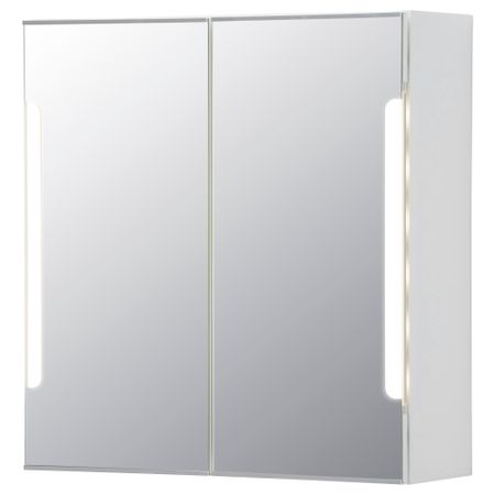 Зеркальный шкафчик, 2 дверцы, подсветка СТОРЙОРМ, белый