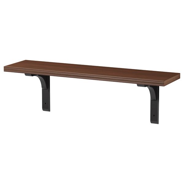 Полка навесная, под грецкий орех, черный, 80x20 см IKEA RAMSHULT РАМСГУЛЬТ, BERGSHULT БЕРГСХУЛЬТ 594.911.57 - фото 2