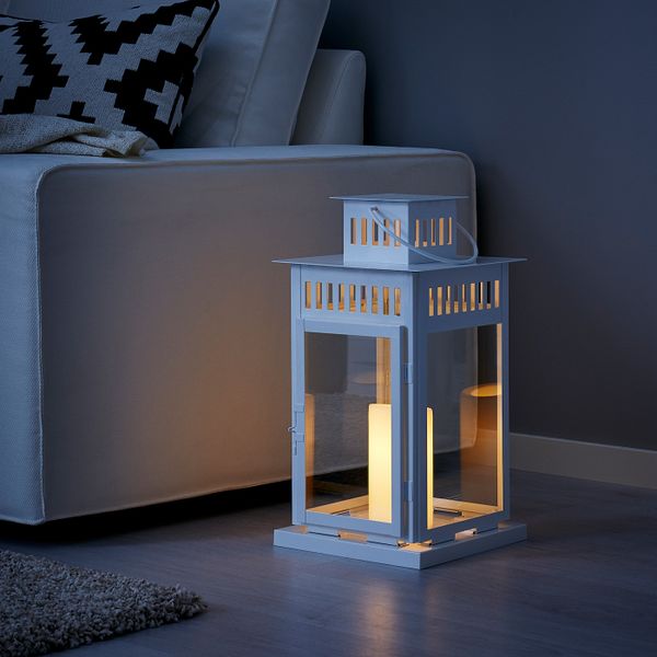 Фонарь для формовой свечи, для дома/улицы белый, 44 см IKEA БОРБЮ 503.804.46 - фото 5