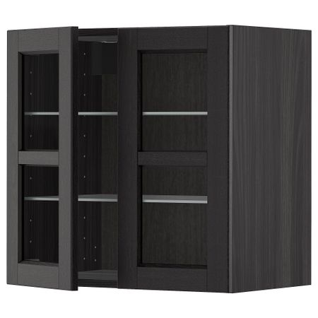Навесной шкаф, полки, 2 стеклянные двери, 60x60 cm IKEA METOD МЕТОД 194.570.99