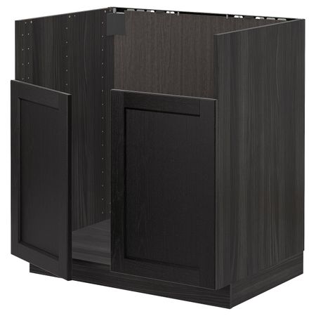 Шкаф для двойной мойки БРЕДШЁН, черный/Лерхюттан черная морилка 80x60 см IKEA МЕТОД 692.993.28