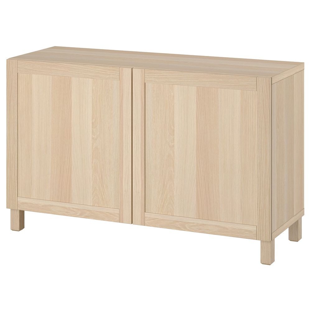 Комбинация для хранения с дверцами, под беленый дуб/ХАНВИКЕН/СТУББАРП под беленый дуб 120x42x74 см IKEA BESTÅ БЕСТО 494.329.36 - фото 1