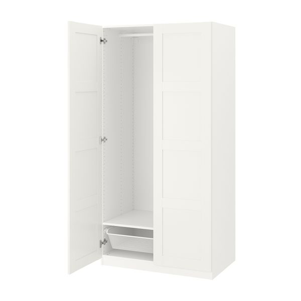 Гардероб, белый, белый, 100x60x201 см IKEA PAX ПАКС, BERGSBO БЕРГСБУ 191.277.06 - фото 1