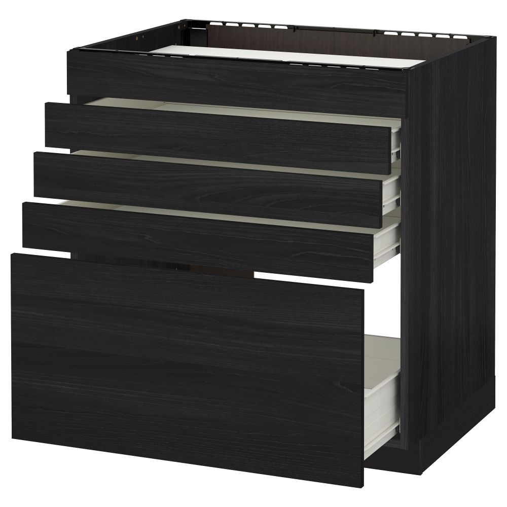 Напольный шкаф для варочной панели, 5 фасадов, 4 ящиков МЕТОД / ФОРВАРА, черный, Тингсрид черный - схема-чертеж с размерами