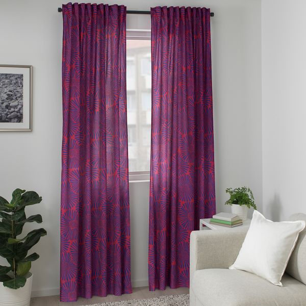 Гардины, 2 шт., красный 145x300 см IKEA STJÄRNTULPAN СТЭРНТЮЛЬПАН 204.696.52 - фото 2