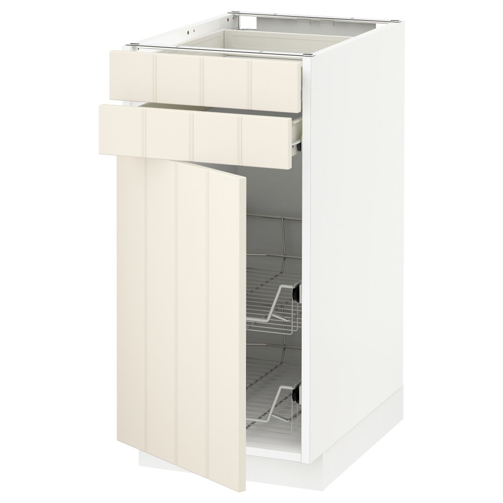 Напольный шкаф, дверца, 2 ящика, проволочных корзин МЕТОД / ФОРВАРА, белый, Хитарп белый с оттенком - схема-чертеж с размерами