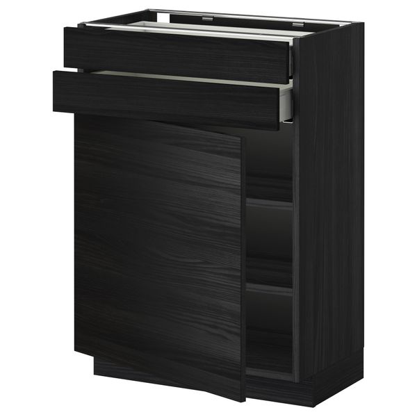 Напольный шкаф с дверцей, 2 ящиками МЕТОД / МАКСИМЕРА, черный, Тингсрид черный - схема-чертеж с размерами