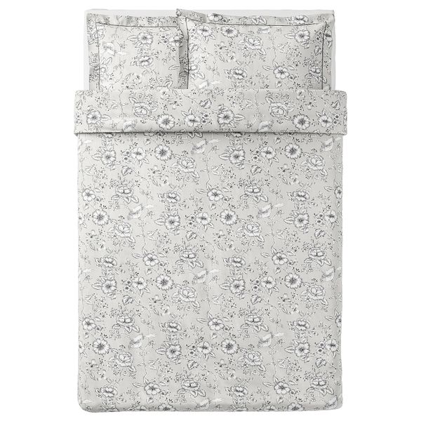 Пододеяльник и 2 наволочки, светло-серый, белый 200x200/50x70 см IKEA PRAKTBRÄCKA ПРАКТБРЭККА 604.496.95 - схема-чертеж с размерами