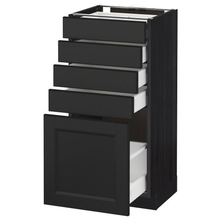 Напольный шкаф с 5 ящиками МЕТОД / МАКСИМЕРА, черный, Лаксарби черно-коричневый