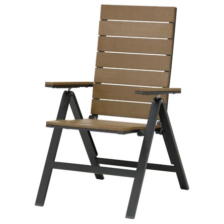 Садовое кресло, регулируемая спинка ФАЛЬСТЕР, складной черный черный, коричневый
