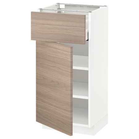 Напольный шкаф с ящиком, дверью МЕТОД / МАКСИМЕРА, белый, Брокхульт светло-серый