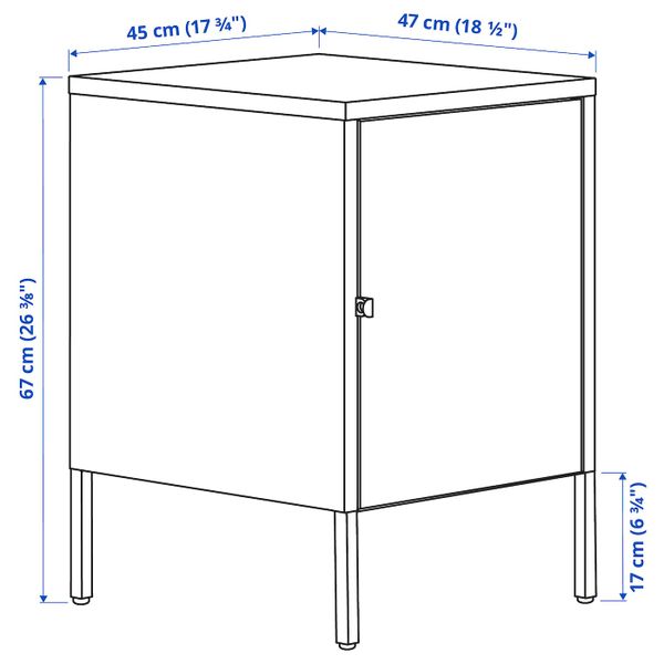 Комбинация для хранения с дверцами, белый 45x47x67 см IKEA HÄLLAN ХЭЛЛАН 492.913.14 - схема-чертеж с размерами