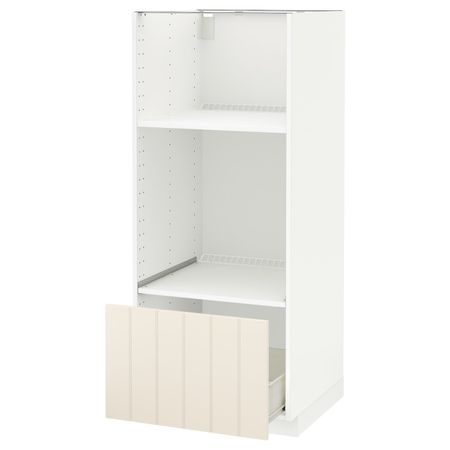 Высокий шкаф с ящиком для духовки/СВЧ, белый/Хитарп белый с оттенком 60x60x140 см IKEA МЕТОД / ФОРВАРА 292.619.59