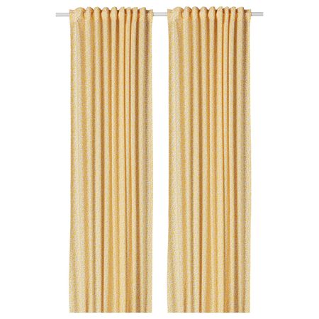 Гардины, 1 пара, белый, желтый 145x300 см IKEA ДОРТЕА 604.279.43