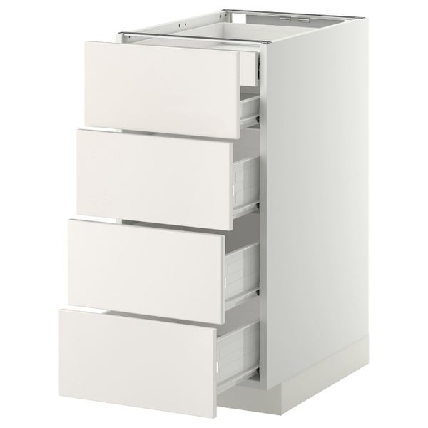 Напольный шкаф 4 фронтальных, 2 низких, 3 средних ящ, белый/Веддинге белый 40x60 см IKEA МЕТОД / ФОРВАРА 192.621.53 - фото 1
