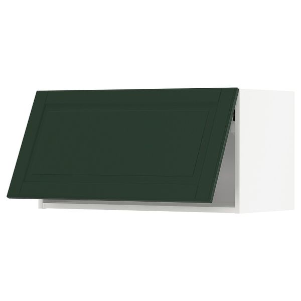 Горизонтальный навесной шкаф, белый/Будбин темно-зеленый 80x40 см IKEA METOD МЕТОД 093.923.10 - фото 1
