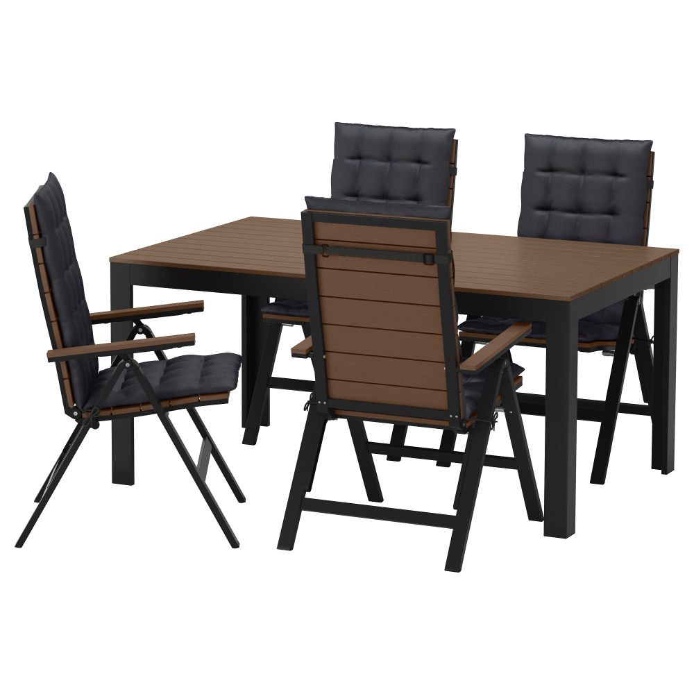 Стол + 4 кресла, для сада ФАЛЬСТЕР, черный, Холло черный - фото 1