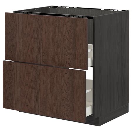 Напольный шкаф под мойку + 2 фасада, 2 ящик, 80x60 cm IKEA METOD МЕТОД, MAXIMERA МАКСИМЕРА 794.056.82