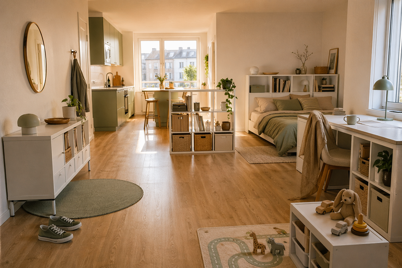 Пять DIY-переделок стеллажа KALLAX IKEA в разных комнатах: прихожая, кухня, спальня, офис, детская
