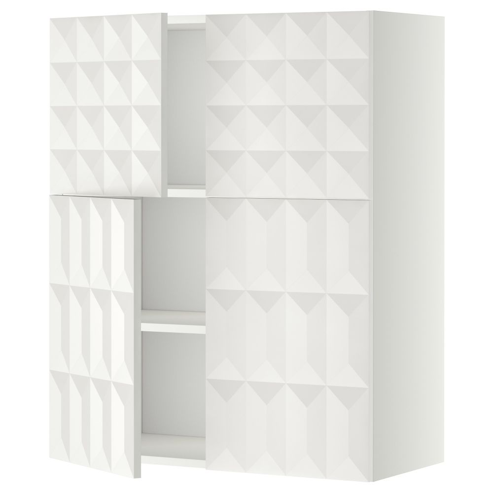 Навесной шкаф с полками, 4 дверцы МЕТОД, белый, Гэррестад белый (80x100 см) - схема-чертеж с размерами